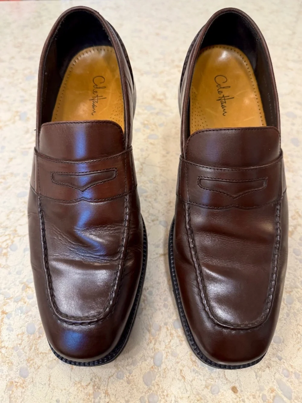 Men's Size 10M Cole Haan Leather Penny Loafers, Burgundy Brown, Arch Support